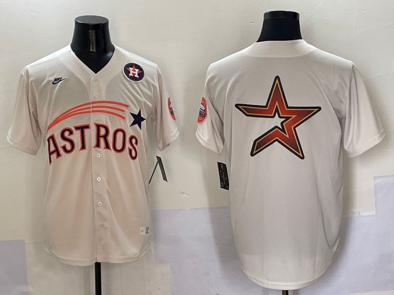 Men Houston Astros Blank Cream Five generations Joint Name 2025 Nike MLB Jersey style 14->houston astros->MLB Jersey